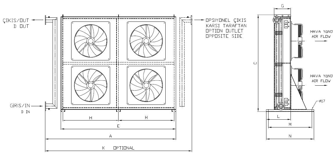 BC/BD-2X250CD5-B03 dimension drawing