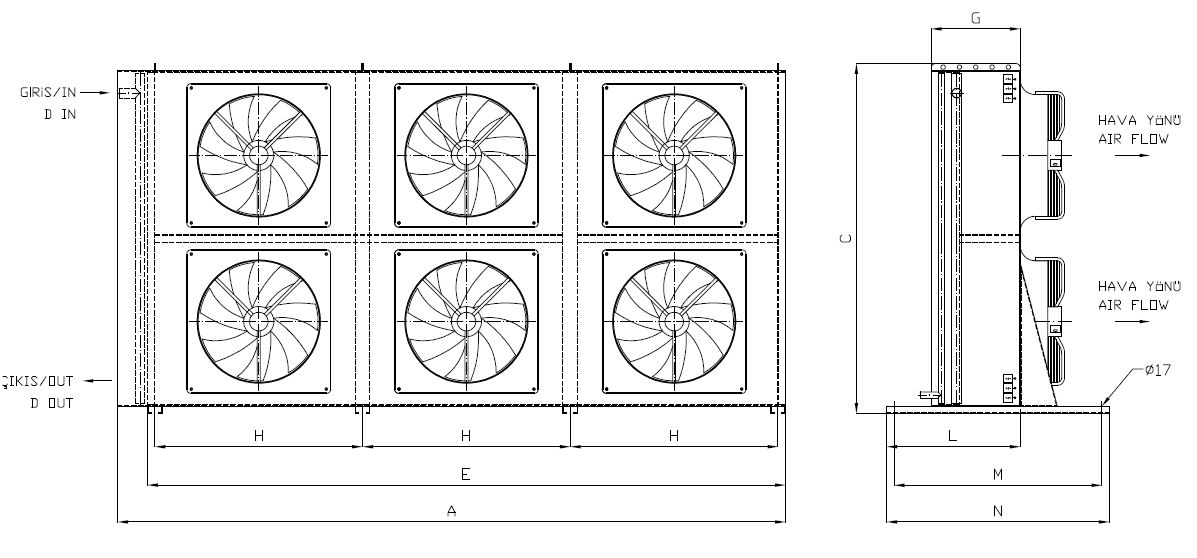 KA/KB-2x350AB5-B01I dimension drawing
