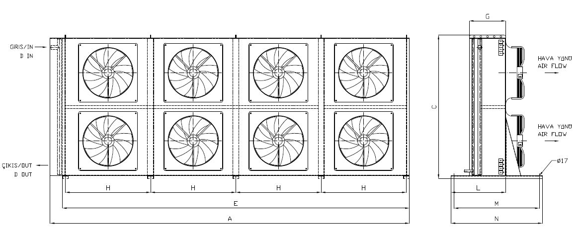 KA/KB-2x450BB1-B02 dimension drawing