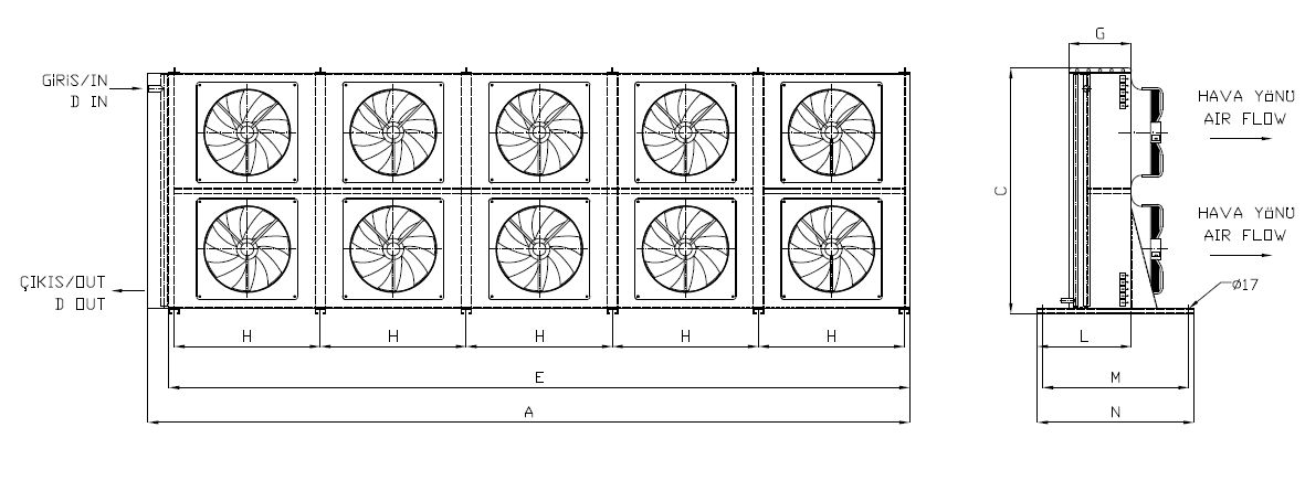 KA/KB-2x550BB1-B03 dimension drawing